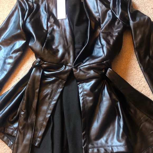 Faux leather peplum style with belt top or jacket - Picture 3 of 7